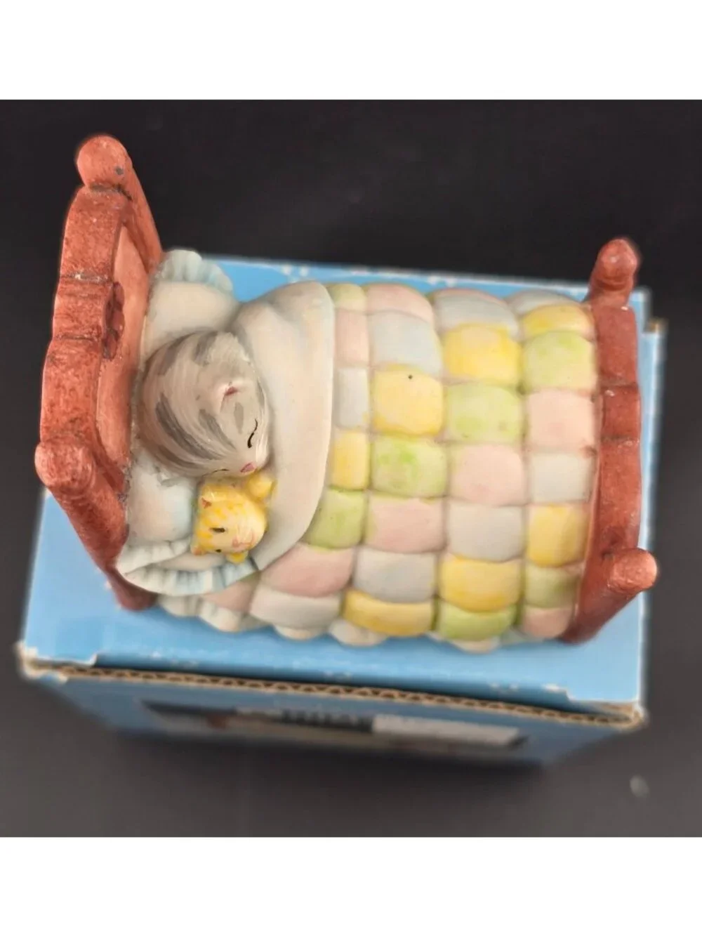 Vintage Kitty Cucumber & Muffin Figurine By Schmid 1990 Collectible With Box